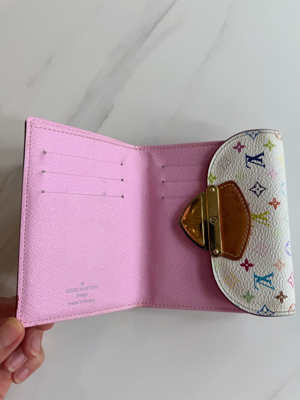 Louis Vuitton White Multicolor Monogram Compact Wallet with Gold Hardware - Picture 3 of 7
